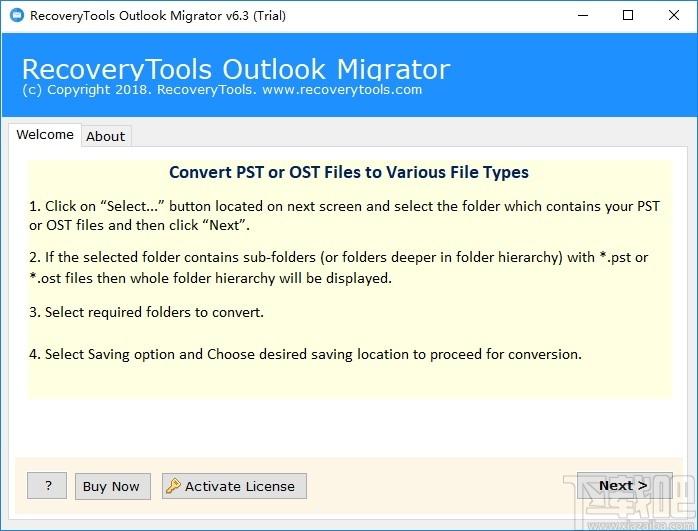 RecoveryTools Outlook Migrator下载,PST迁移器,邮件处理,格式转换