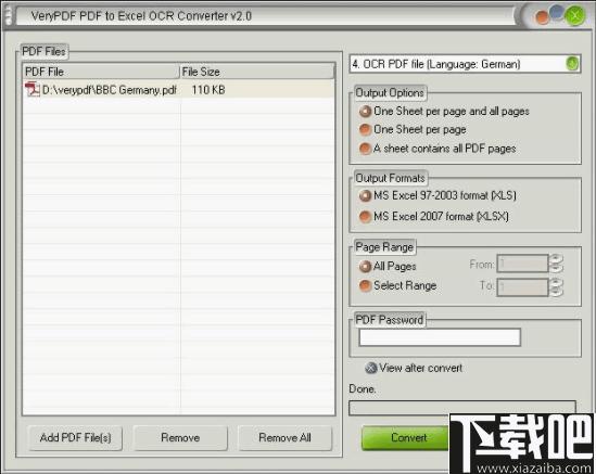 VeryPDF PDF to Excel OCR Converter下载,pdf转换,文档转换